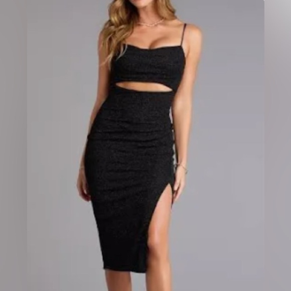 Windsor Black Spaghetti Strap Cutout Dress